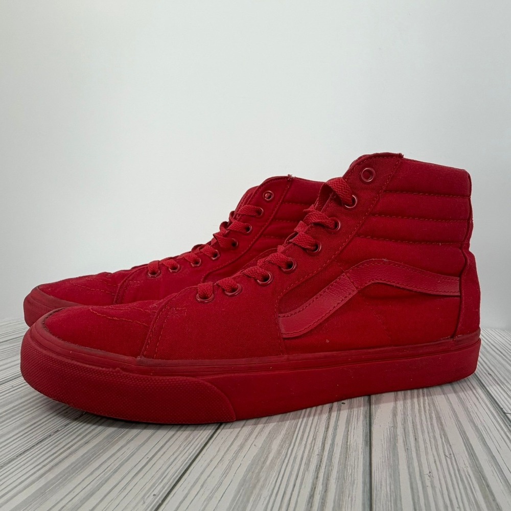 Vans Sk8-Hi Red Monochromatic High Top Canvas Men's 9/Women's 10.5 UNISEX - Picture 5 of 8